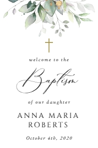 Greenery Welcome Sign, Baptism Sign, Printable File, SH148, 24x36: Greenery and Gold Welcome Sign - Baptism Sign - Party Sign