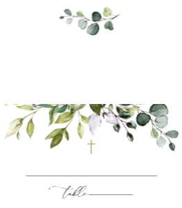 Eucalyptus Place Card, Tent Card, Baptism, First Holy Communion, Printable File, SH150 SH151: Eucalyptus Leaves and Greenery First Communion Mini Bundle