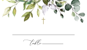 Eucalyptus Place Card, Flat Card, Baptism, First Holy Communion, Printable File, SH150 SH151: Eucalyptus Leaves and Greenery First Communion Mini Bundle