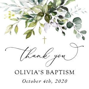 Eucalyptus Leaves and Greenery Baptism Favor Tags design preview