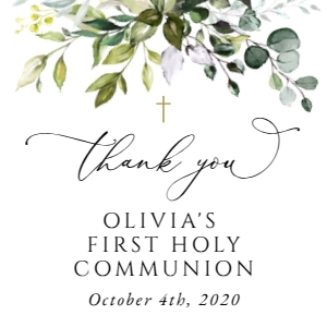 Eucalyptus First Holy Communion Square Favor Tags, Printable File, SH151: Eucalyptus Leaves and Greenery First Communion Mini Bundle