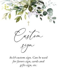 Eucalyptus Custom Sign, Baptism, First Holy Communion, Printable File, SH150 SH151: Eucalyptus Leaves and Greenery First Communion Mini Bundle