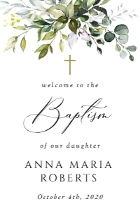 Eucalyptus Leaves and Greenery Welcome Sign - Baptism Sign design preview