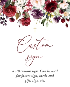 Red, Purple and Blush Flowers Custom Sign - Baptism - Communion design preview