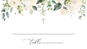 Cream White Flowers Place Card - Baptism - First Holy Communion design preview