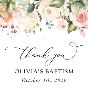 Pink, Orange and White Flowers Baptism Favor Tags design preview