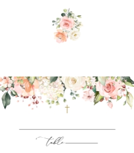 Pink, Orange and White Flowers Place Card, Tent Card, Baptism, First Holy Communion, Printable File, SH156 SH157: Pink, Orange and White Flowers Place Cards - Baptism - Communion