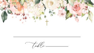 Pink, Orange and White Flowers Place Card, Flat Card, Baptism, First Holy Communion, Printable File, SH156 SH157: Pink, Orange and White Flowers Place Cards - Baptism - Communion