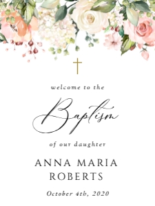 Pink, Orange and White Flowers Welcome Sign - Baptism Sign design preview