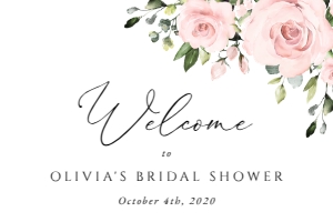 Blush Pink Flowers Welcome Sign - Bridal Shower Sign - Party Sign design preview