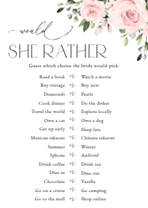 Blush Pink Flowers Bridal Shower Games Bundle - Set of 3 Games design preview