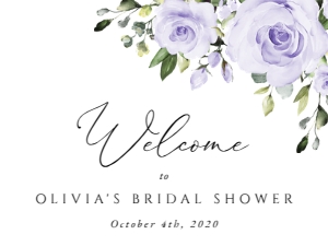 Purple Flowers Welcome Sign, Bridal Shower Sign, Printable File, SH162, 18x24: Purple Flowers Bridal Shower Mini Bundle - Party Items