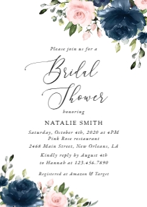 Navy Blue and Blush Pink Flowers Bridal Shower Mini Bundle design preview