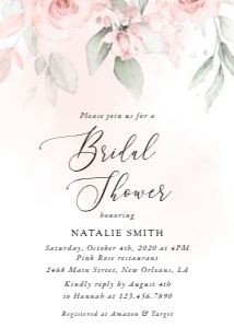 Blush Pink Flowers Bridal Shower Invitation design preview