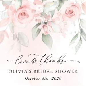 Blush Pink Flowers Bridal Shower Square Favor Tags, Gift Tags, Printable File, SH165: Blush Pink Flowers Bridal Shower Mini Bundle - Party Items