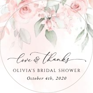 Blush Pink Flowers Bridal Shower Circle Favor Tags, Gift Tags, Printable File, SH165: Blush Pink Flowers Bridal Shower Mini Bundle - Party Items