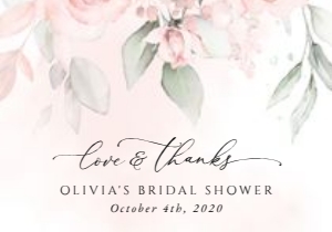 Blush Pink Flowers Bridal Shower Thank You Card design preview