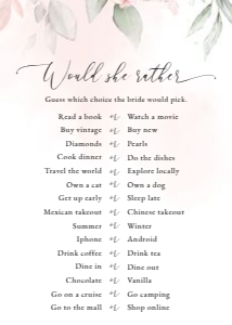 Blush Pink Flowers Bridal Shower Games, Bridal Shower Stationery, Printable File, SH165: Blush Pink Flowers Bridal Shower Mini Bundle - Party Items