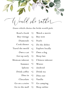 Eucalyptus Bridal Shower Games, Bridal Shower Stationery, Printable File, SH166: Eucalyptus Leaves and Greenery Bridal Shower Set of 3 Games