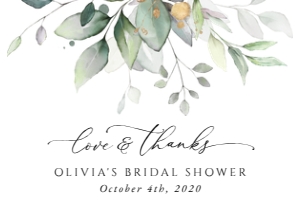 Greenery and Gold Bridal Shower Thank You Card design preview