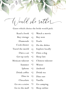 Greenery and Gold Bridal Shower Games Bundle - Set of 3 Games design preview