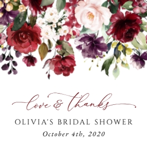 Burgundy, Purple and Blush Flowers Bridal Shower Favor Tags design preview