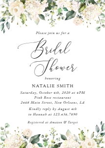 Cream White Flowers Bridal Shower Mini Bundle - Party Items design preview