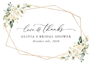 Cream White Flowers Bridal Shower Thank You Card design preview