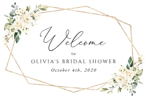 Cream White Flowers Welcome Sign - Bridal Shower Sign design preview