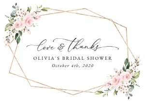 Pink Flowers Flat Thank You Card, Bridal Shower Stationery, Printable File, SH174: Blush Pink Flowers Bridal Shower Mini Bundle - Party Items