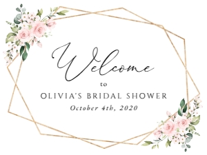 Pink Flowers Welcome Sign, Bridal Shower Sign, Printable File, SH174, 18x24: Blush Pink Flowers Bridal Shower Mini Bundle - Party Items