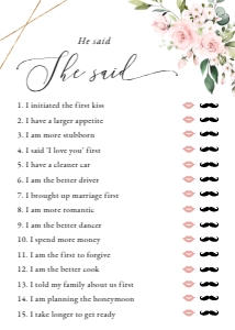 Blush Pink Flowers Bridal Shower Games Bundle - Set of 3 Games design preview