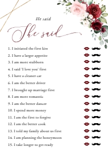 Burgundy and Pink Flowers Bridal Shower Games, Bridal Shower Stationery, Printable File, SH179: Burgundy and Pink Flowers Bridal Shower Games, Set of 3 Games, Pr
