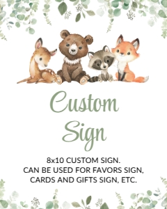 Forest Animals Custom Sign, Printable File, SH188, 8x10: Forest Animals and Greenery Custom Sign - Baby Shower Sign