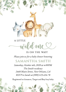 Safari Animals and Greenery Baby Shower Mini Bundle - Party Items design preview