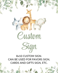Safari Animals and Greenery Custom Sign - Baby Shower Sign design preview