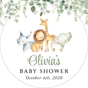 Safari Animals and Greenery Baby Shower Favor Tags design preview