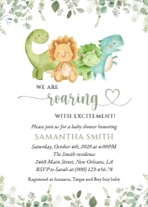 Cute Dinosaurs and Greenery Baby Shower Mini Bundle - Party Items design preview