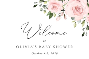 Blush Pink Flowers Welcome Sign - Baby Shower Sign - Party Sign design preview