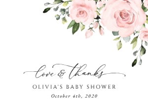 Blush Pink Flowers Baby Shower Thank You Card design preview