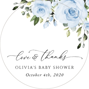 Dusty Blue Flowers Baby Shower Favor Tags design preview