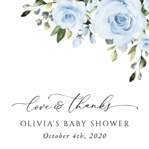 Dusty Blue Flowers Baby Shower Square Favor Tags, Gift Tags, Printable File, SH194: Dusty Blue Flowers Baby Shower Mini Bundle - Party Items