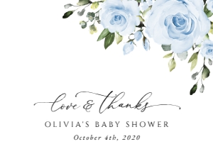 Dusty Blue Flowers Baby Shower Thank You Card design preview