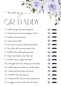 Purple Flowers Baby Shower Games Bundle - Set of 3 Games design preview