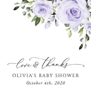 Purple Flowers Baby Shower Square Favor Tags, Gift Tags, Printable File, SH195: Purple Flowers Baby Shower Mini Bundle - Party Items