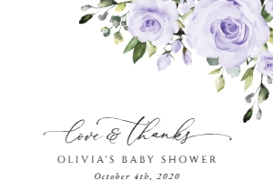 Purple Flowers Thank You Card, Baby Shower Stationery, Printable File, SH195: Purple Flowers Baby Shower Mini Bundle - Party Items