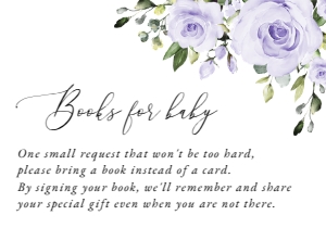 Purple Flowers Books For Baby, Baby Shower Stationery, Printable File, SH195: Purple Flowers Baby Shower Mini Bundle - Party Items