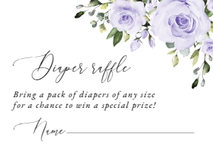 Purple Flowers Diaper Raffle, Baby Shower Stationery, Printable File, SH195: Purple Flowers Baby Shower Mini Bundle - Party Items