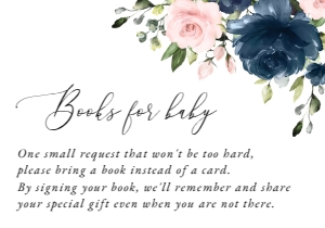 Navy and Blush Flowers Books For Baby, Baby Shower Stationery, Printable File, SH198: Navy and Blush Pink Flowers Baby Shower Mini Bundle - Party Items