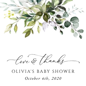 Eucalyptus Leaves and Greenery Baby Shower Favor Tags design preview